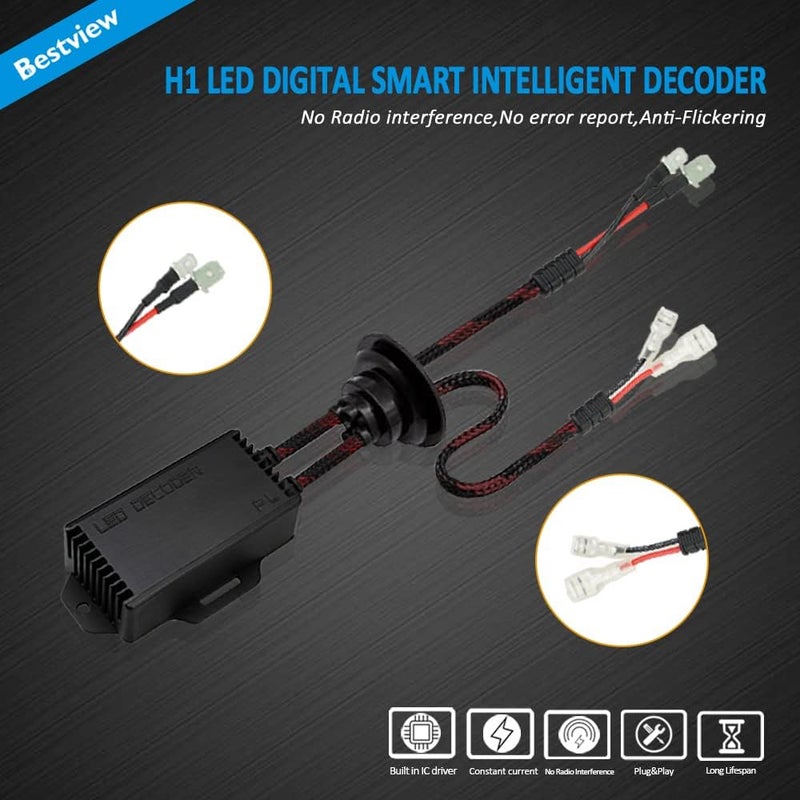 Best View H1 H3 LED Light Canbus Decoder Anti Flicker Harness, Resistor Decoders Error Free, LED Warning Canceller Resistor Adapter, Pack of 2 - Image 2